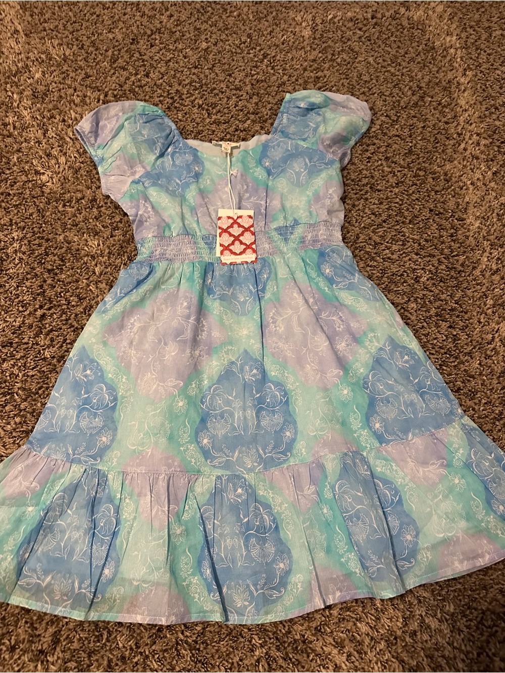 Roller Rabbit Blue & Mint Floral Puff-Sleeve Girls' Dress